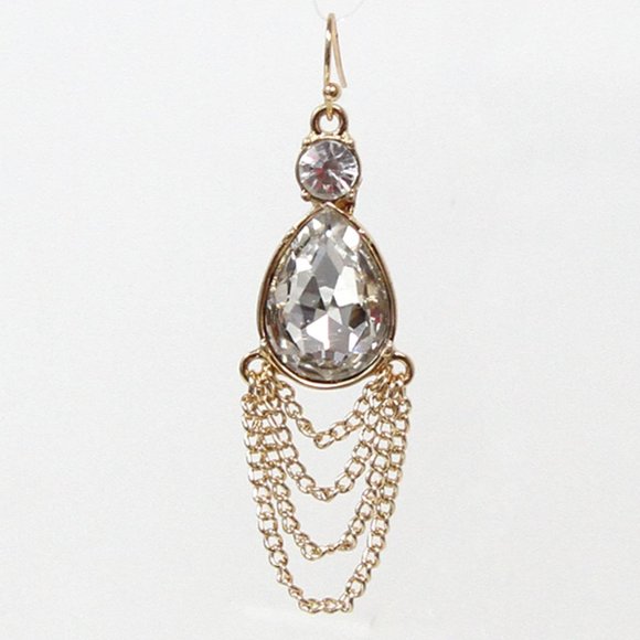 Bijou Drive crystal stone tassel gold fish hook earring - Picture 2 of 5